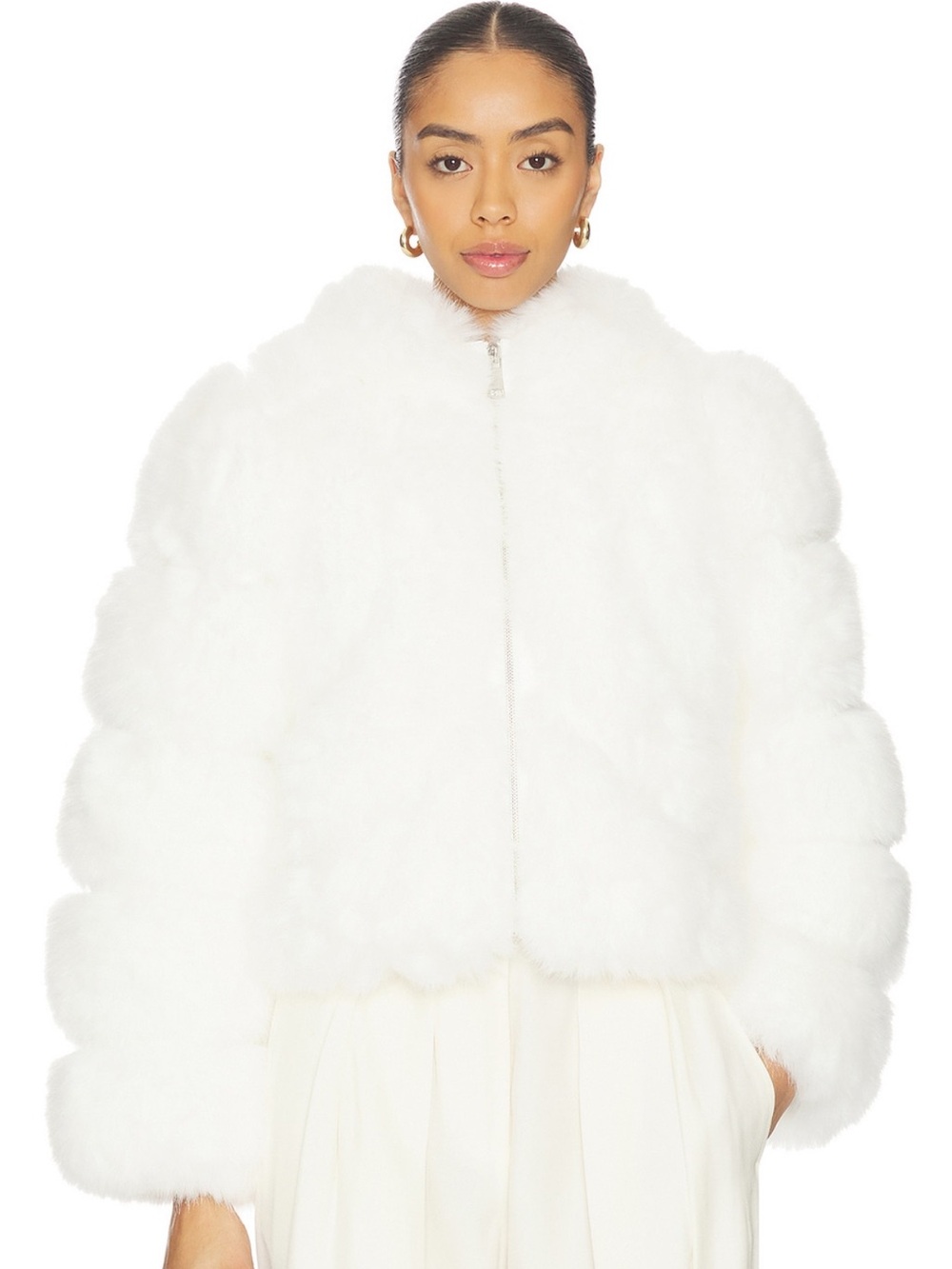 Adrienne Landau Icon White Fur Jacket